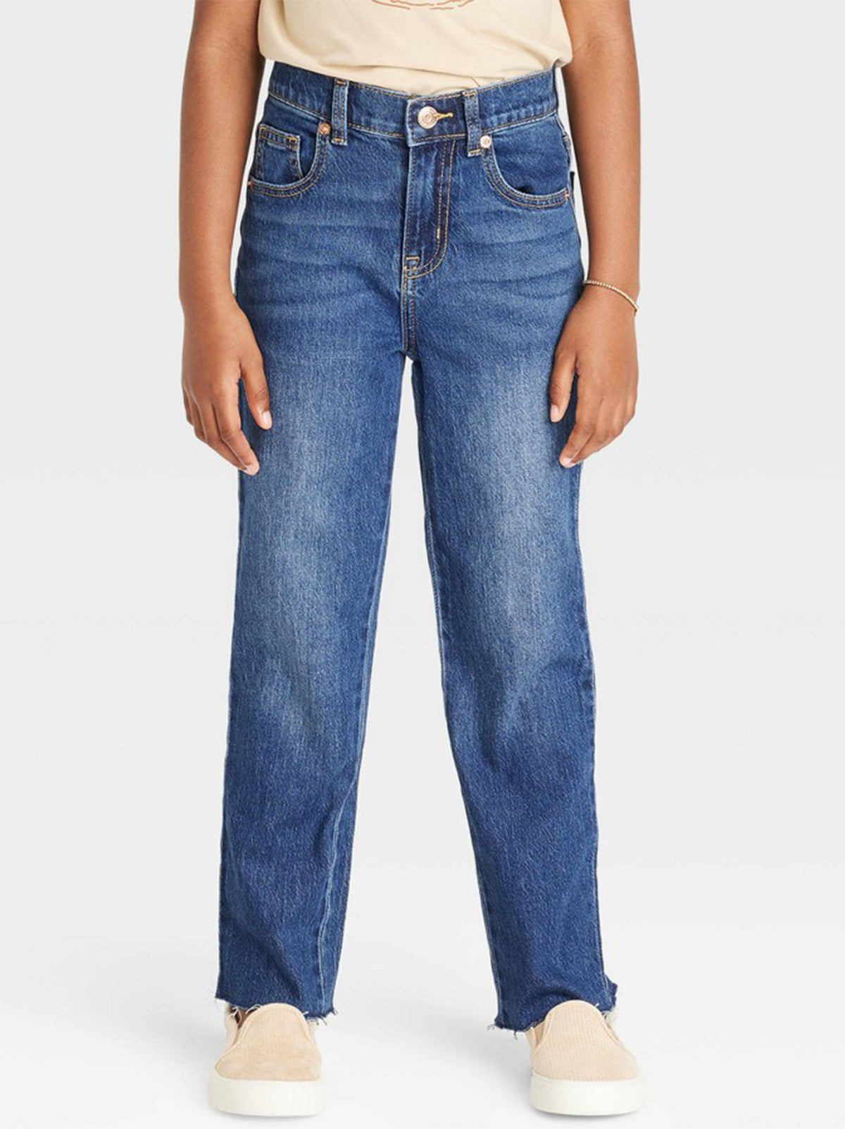 Image for Kids Girl Washed Straight Leg Jeans,Navy