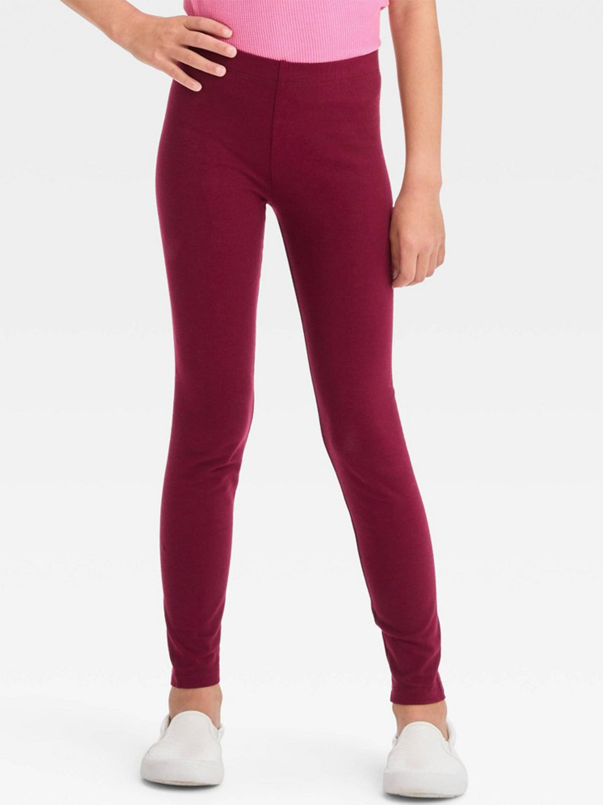 Image for Kids Girl Plain Solid Legging,Burgundy