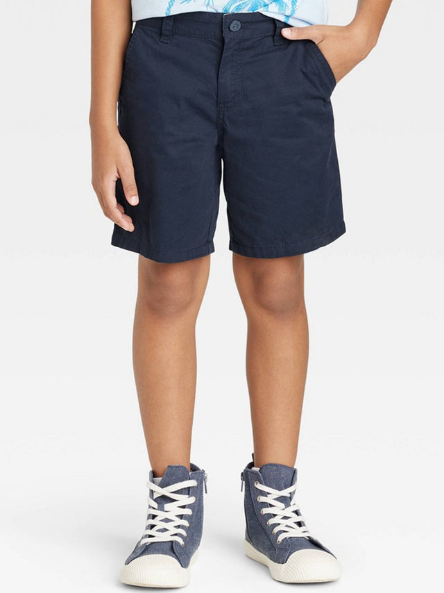 Image for Kids Boy Plain Solid Woven Short,Navy