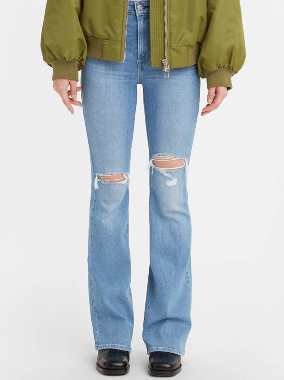 Image for Women's Ripped Washed Flare Jeans,Light  Blue