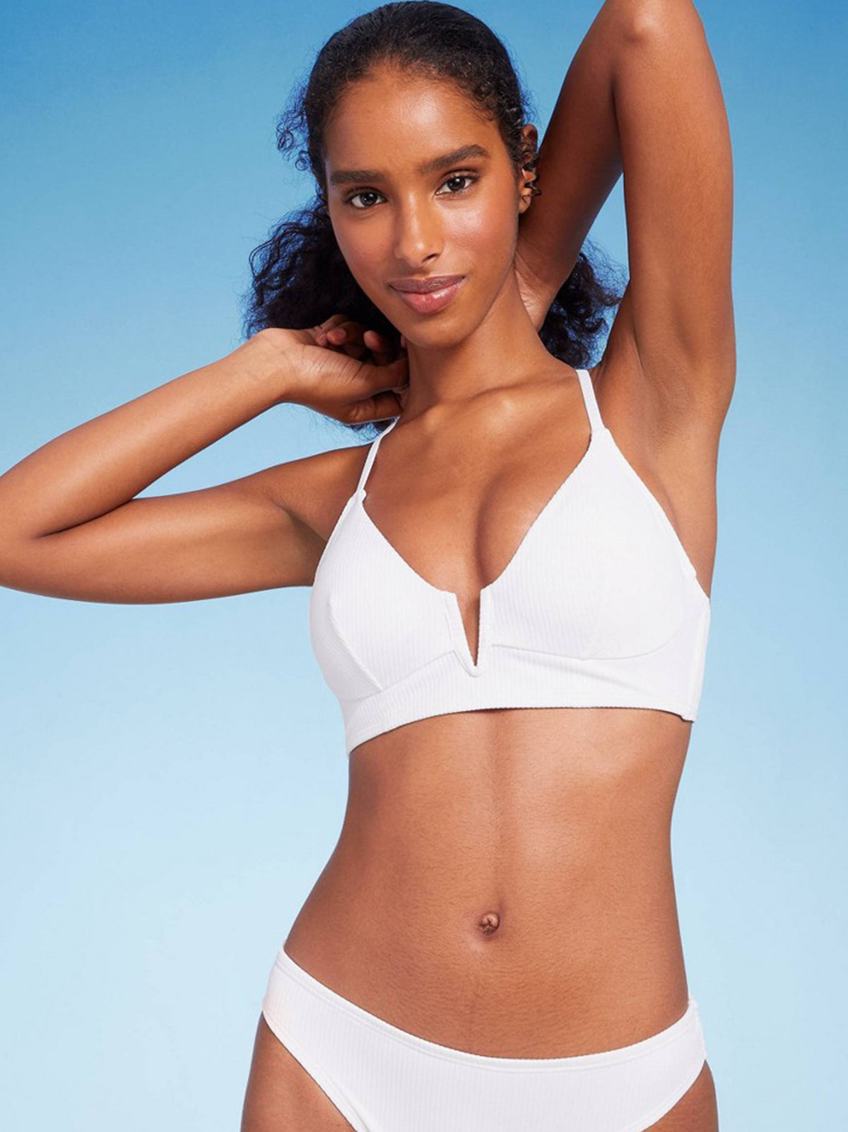 Image for Women's Ribbed Bikini Top,White