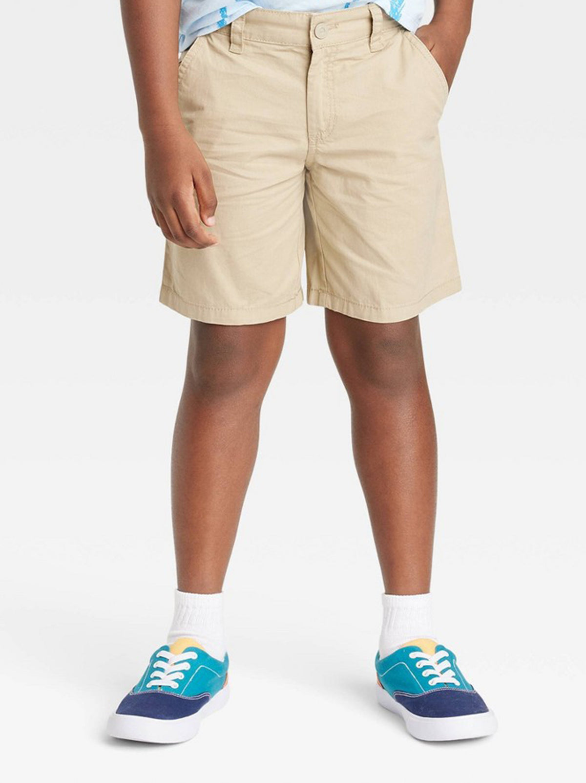 Image for Kids Boy Plain Solid Woven Short,Beige