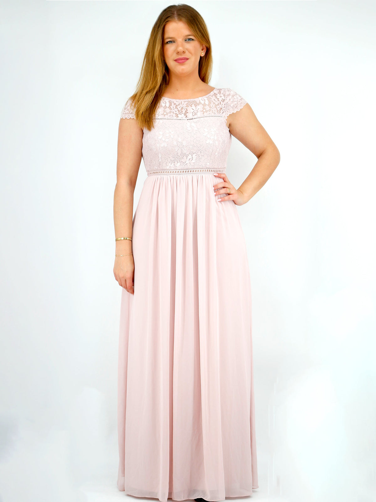 Image for Women's Lace Floral Dress,Nude Pink