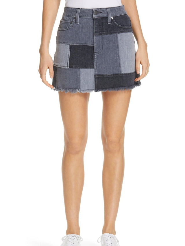 Image for Women's Patchwork Denim Skirt,Dark Grey