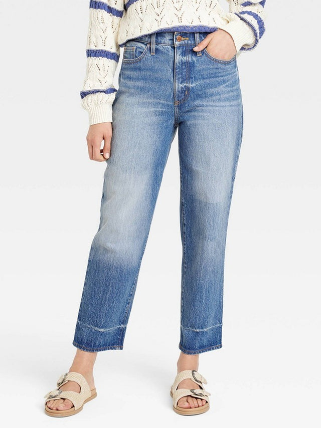 Image for Women's Washed Straight Jeans,Blue