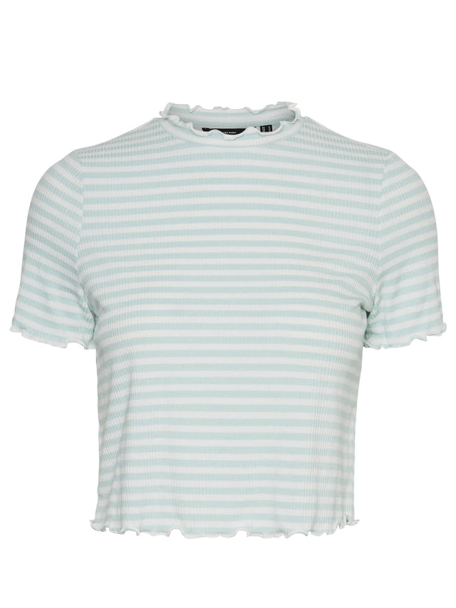 Image for Women's Ribbed Striped T-Shirt,Light Green