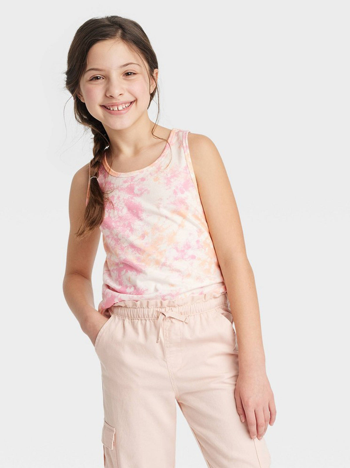 Image for Kids Girl Washed Tank Top,Multi