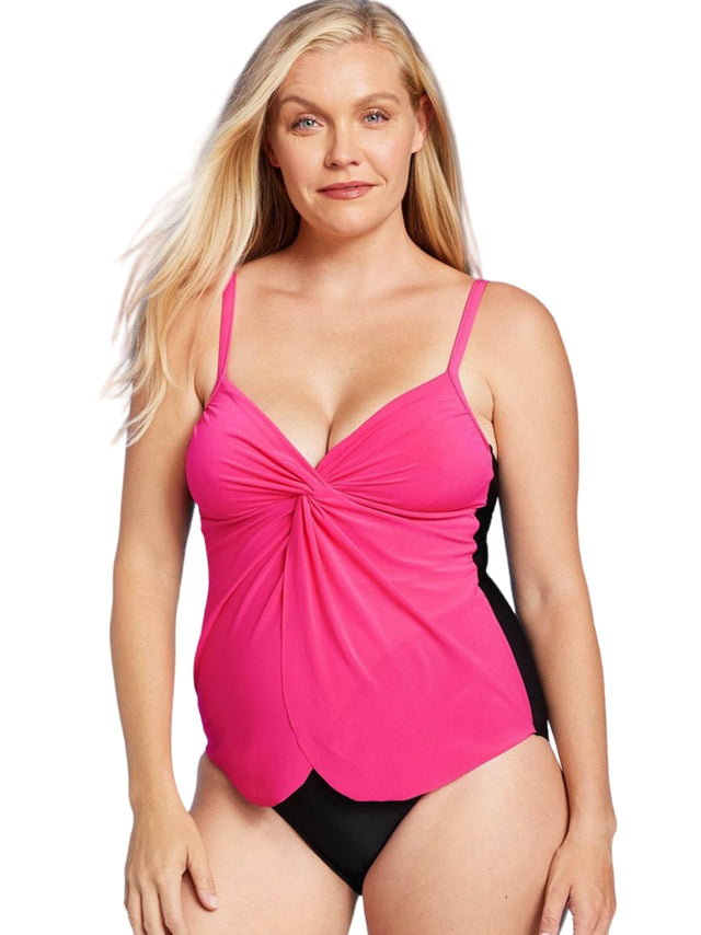 Image for Women's Draped Front One Piece Swimsuit,Fuchsia