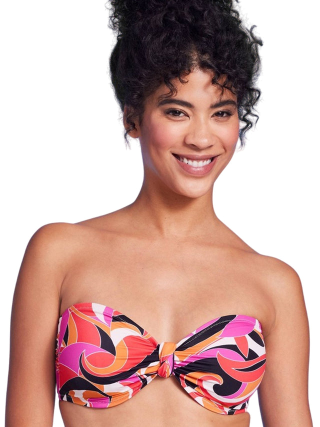 Image for Women's Knot-Front�Graphic Printed Bandeau Bikini Top,Multi