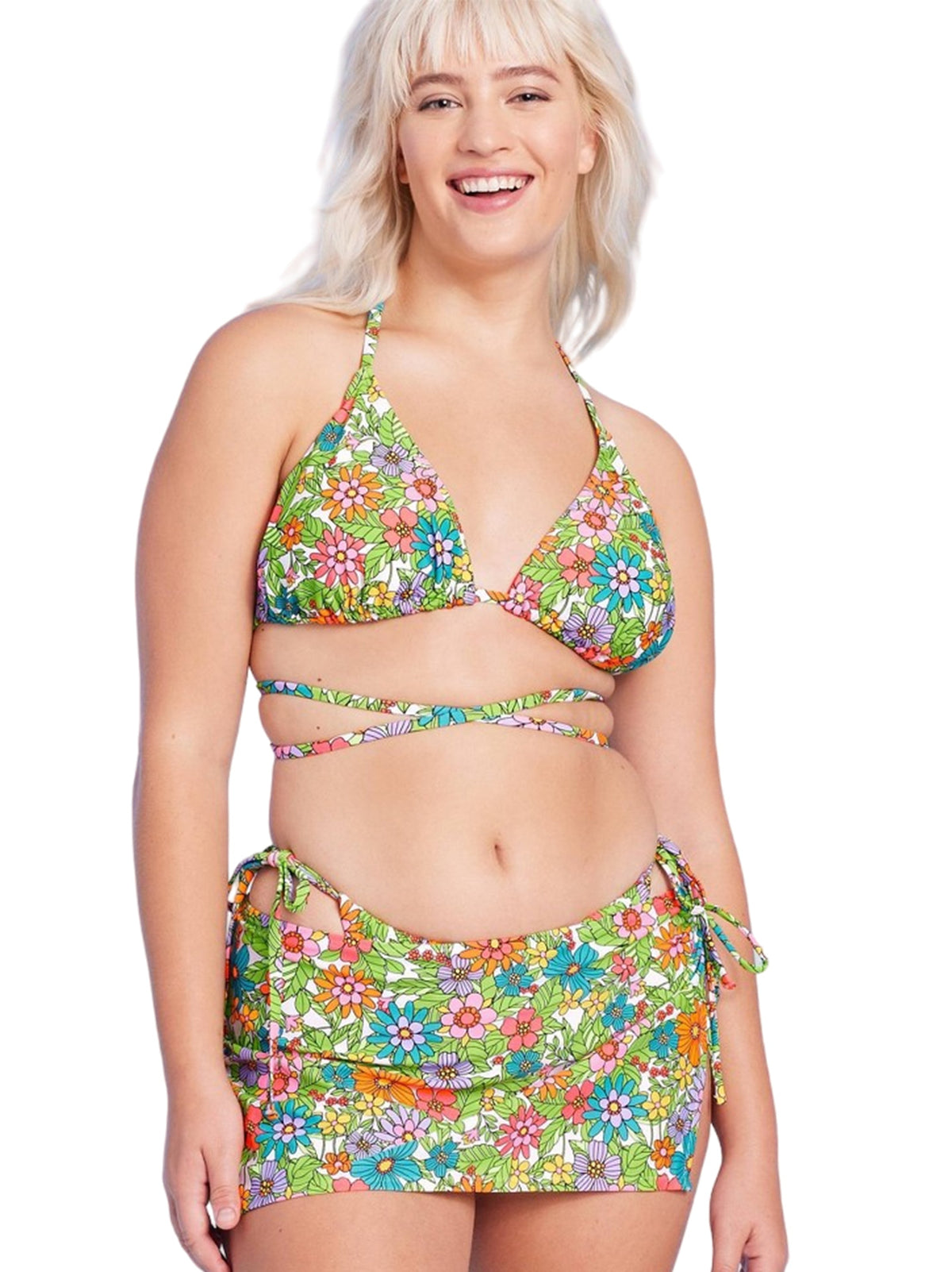 Image for Women's Floral Printed Triangle Bikini Top,Multi