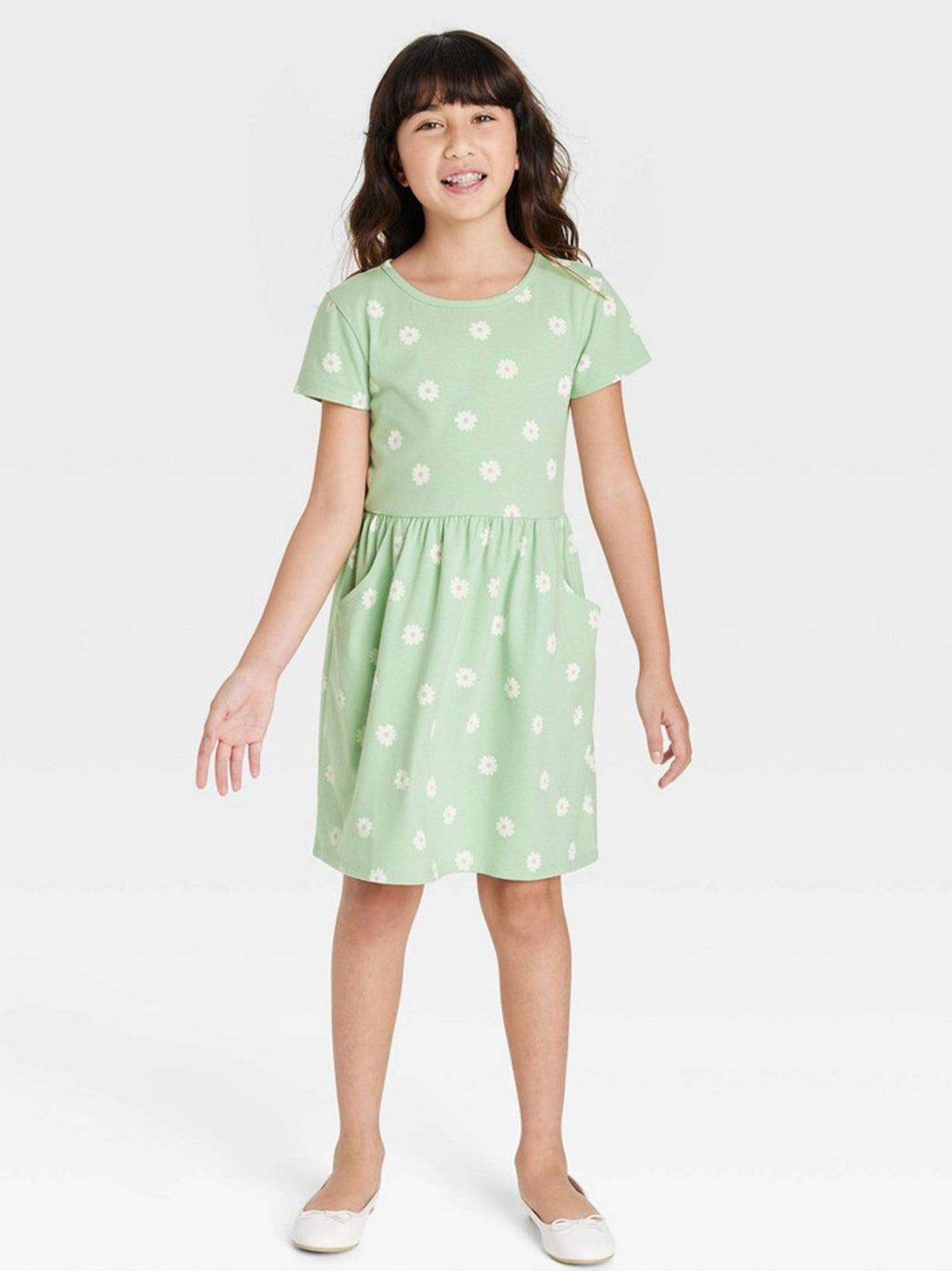 Image for Kids Girl Floral Printed Dress,Green