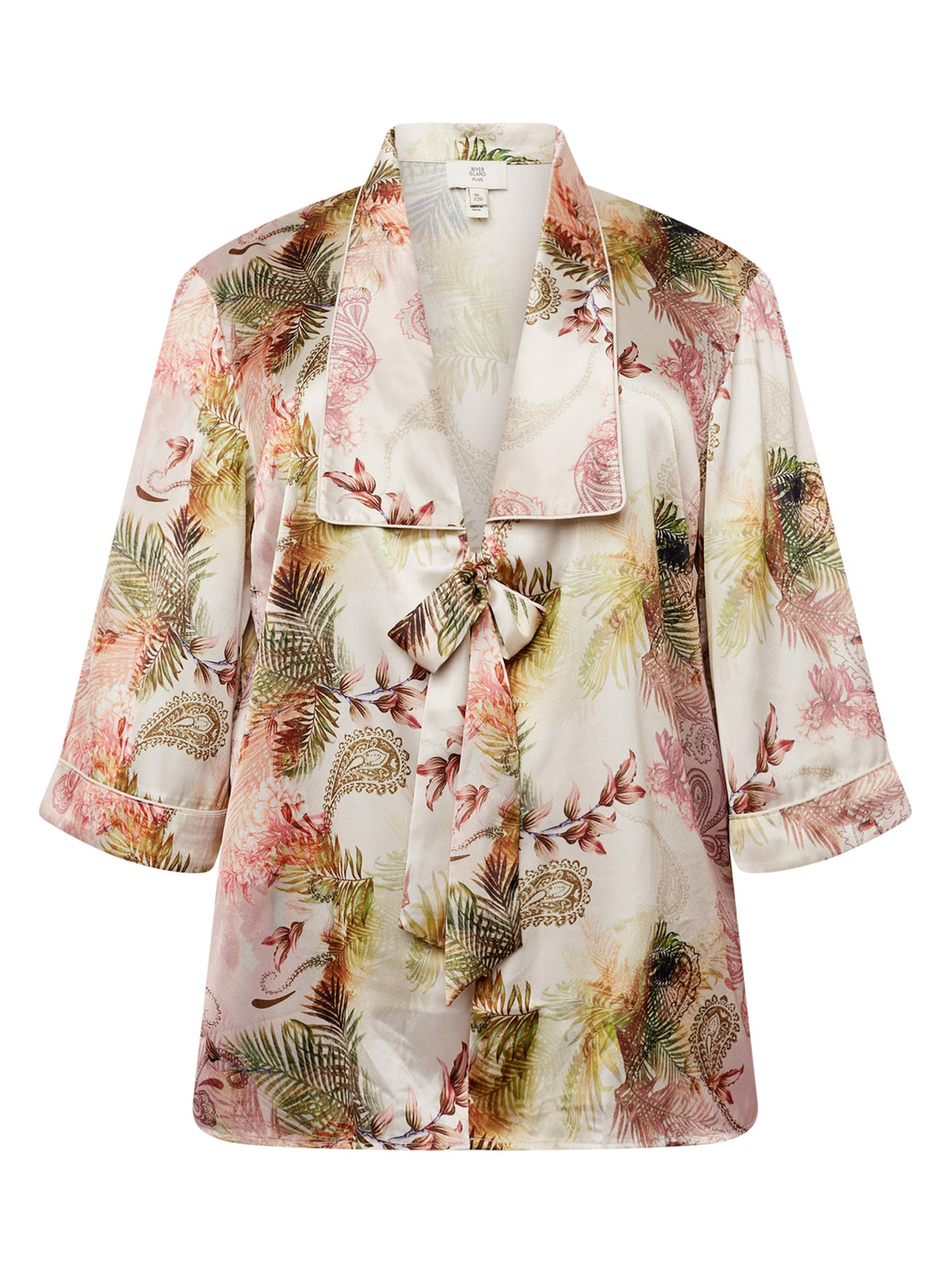 Image for Women's Graphic Printed Satin Robe,Multi