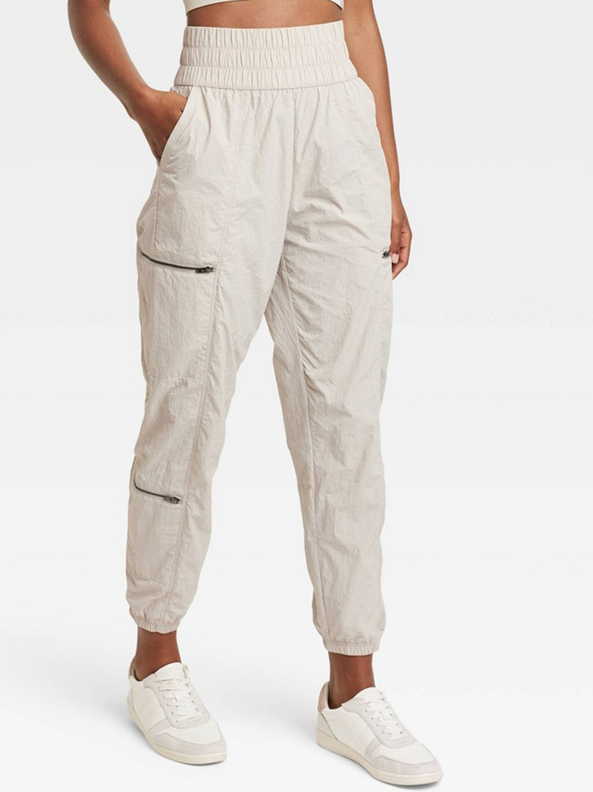 Image for Women's Plain Solid Cargo Pant,Light Beige