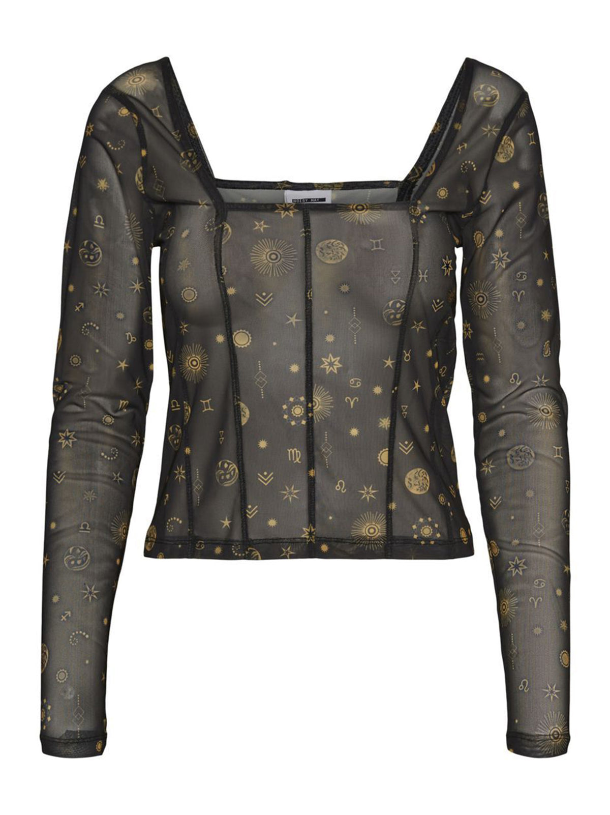 Image for Women's Graphic Printed Mesh Top,Black