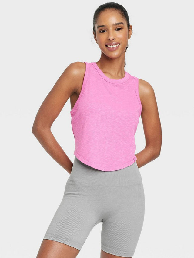 Image for Women's Ribbed Cropped Tank Top,Pink