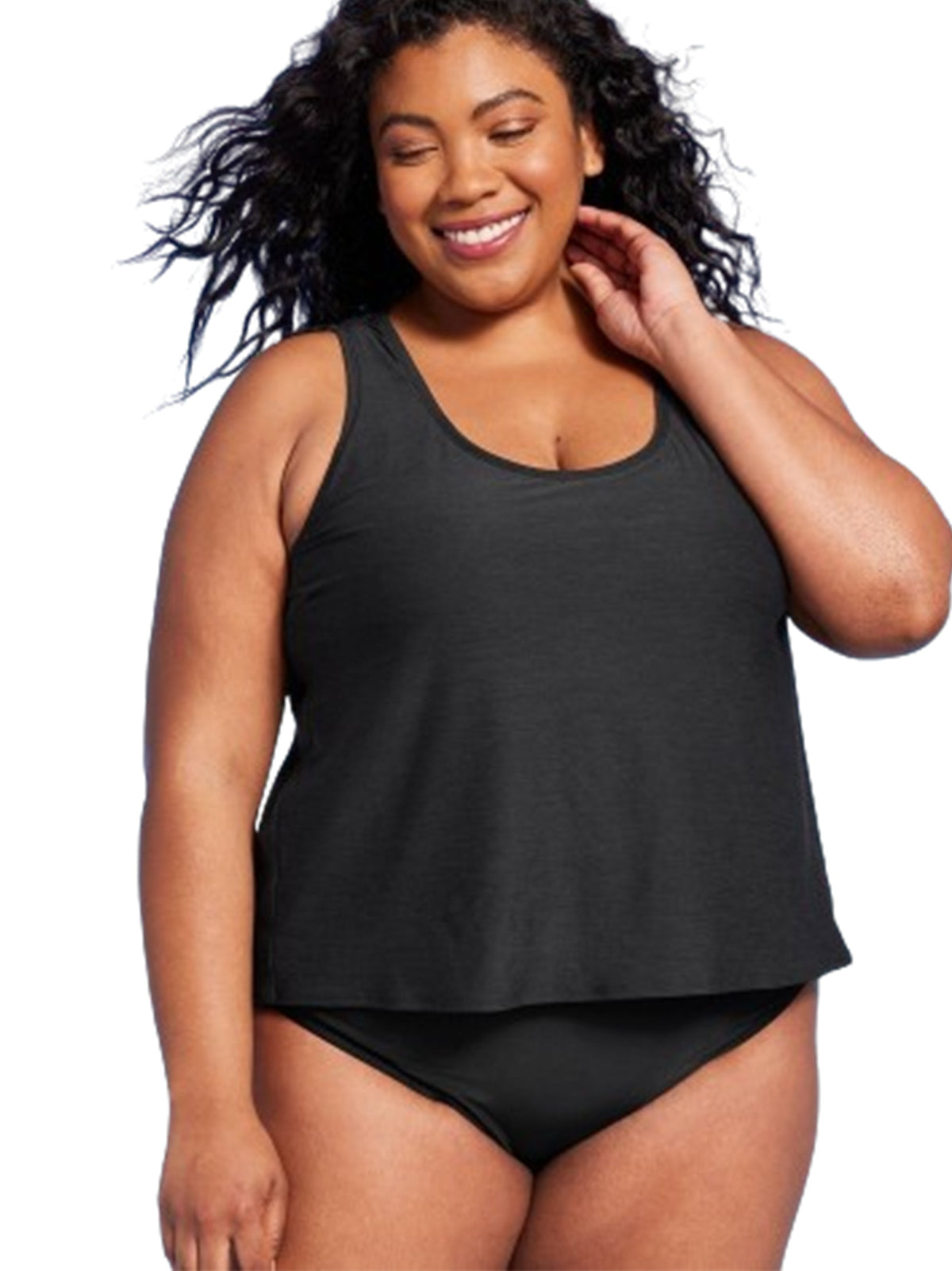 Image for Women's Tie Back Tankini Top,Black