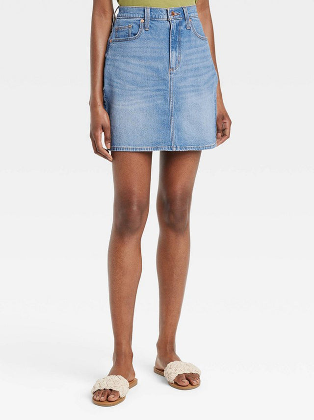 Image for Women's Washed Denim Skirt,Light Blue