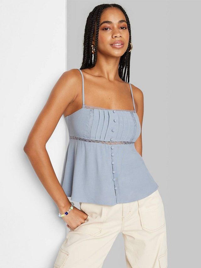 Image for Women's Lace Detailed Top,Light Blue