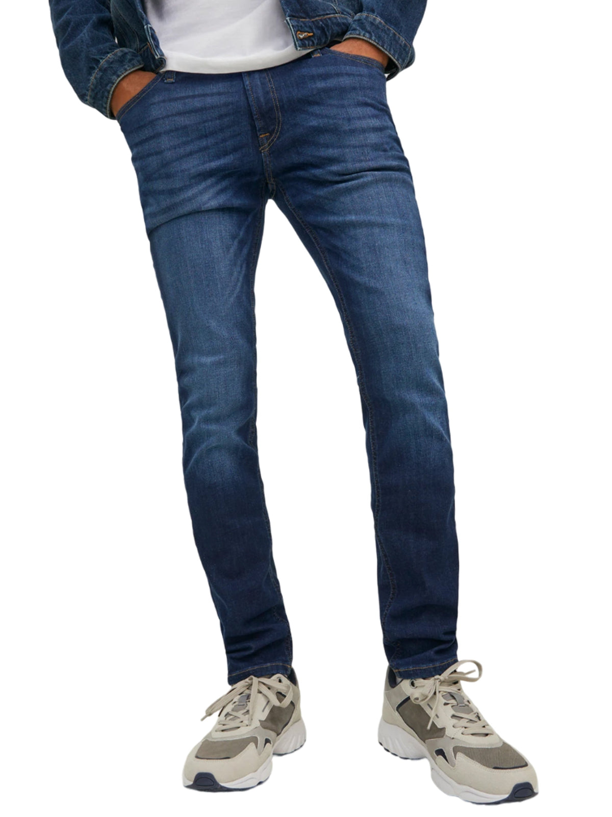 Image for Men's Washed Jeans,Navy Blue