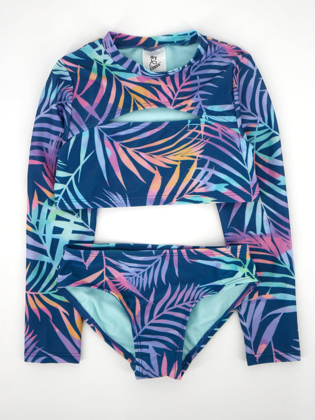 Image for Kid's Girl 2 Pcs Top & Bottom Tropical Printed Swim Set,Multi