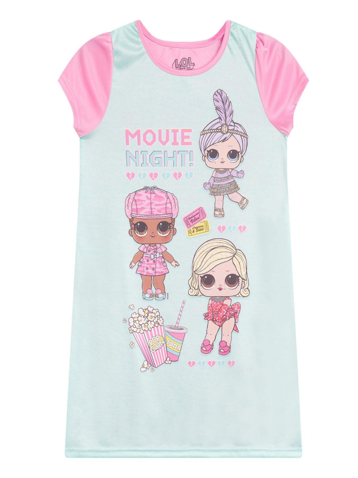 Image for Kids Girl Graphic Printed NightGown With Doll Gown 2 Pcs Set,Multi