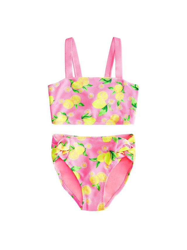 Image for Kid's Girl 2 Pcs Floral Printed Top & Bottom Bikini Set,Pink