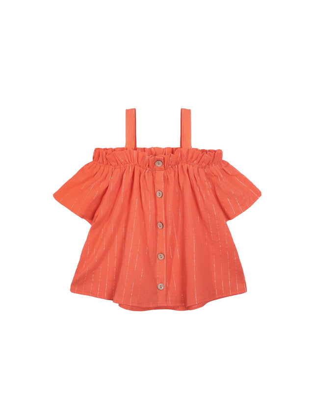 Image for Kid's Girl Textured Challis Top,Coral