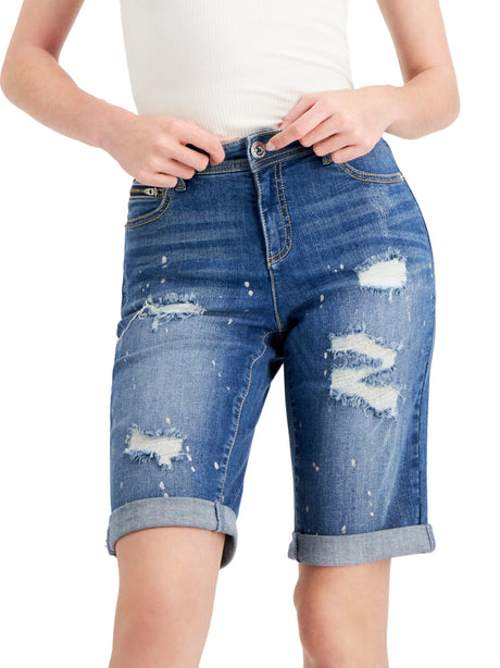Image for Women's Washed Ripped Denim Short,Blue