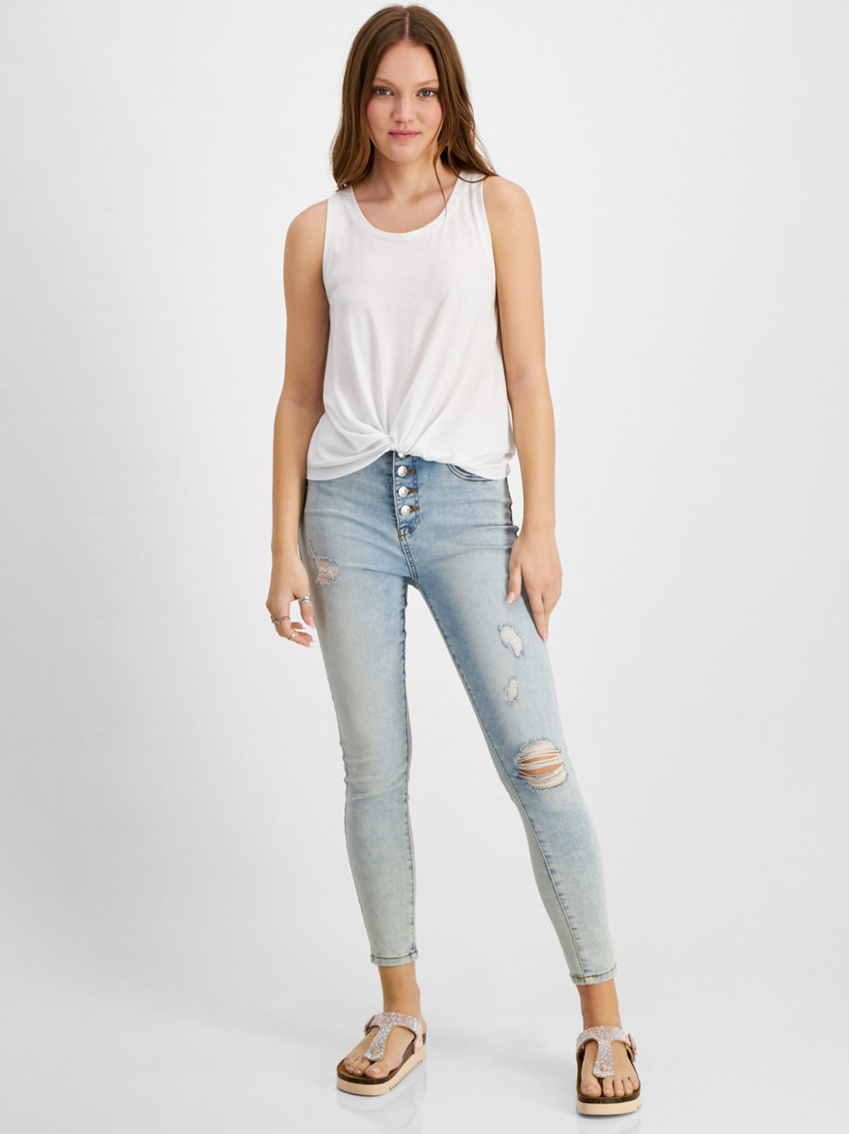 Image for Women's Twist-Front Tank Top,White