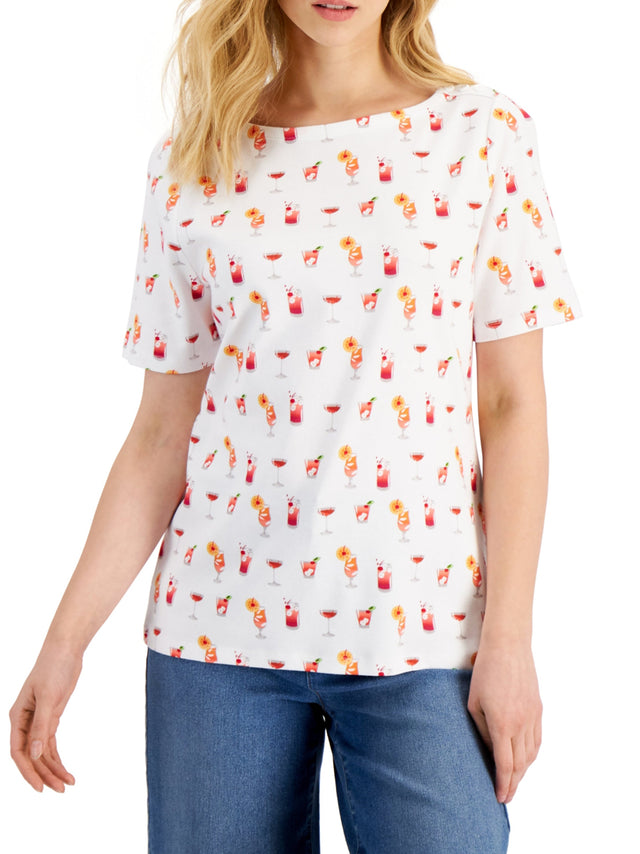 Image for Women's Graphic Printed T-Shirt,White