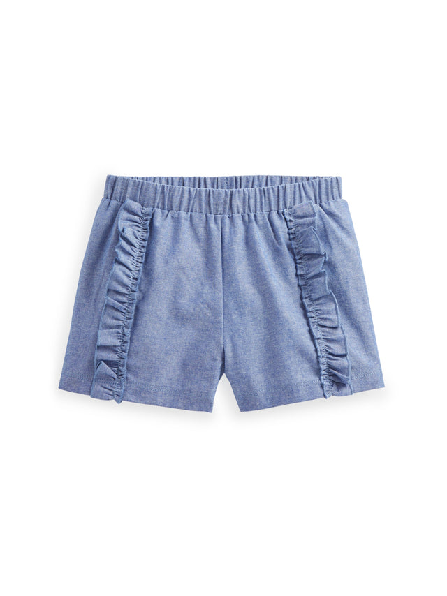 Image for Kids Girl Chambray Ruffle Detail Short,Blue