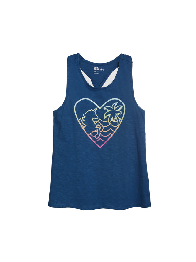 Image for Kids Girl Graphic Printed Tank Top,Dark Blue