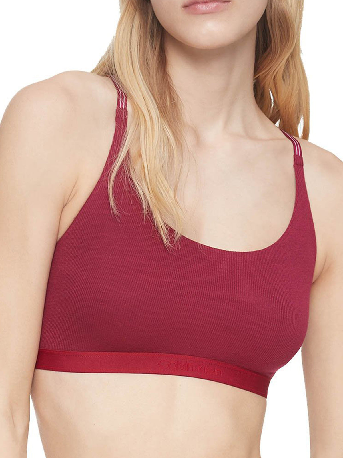 Image for Women's Ribbed Unlined Bralette,Burgundy