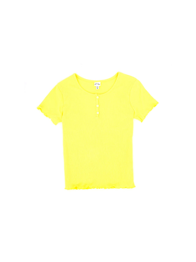 Image for Kids Girl Ribbed Henley Top,Yellow