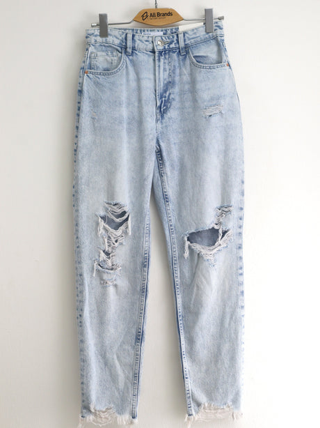 Image for Women's Ripped Washed Mom Jeans,Light Blue