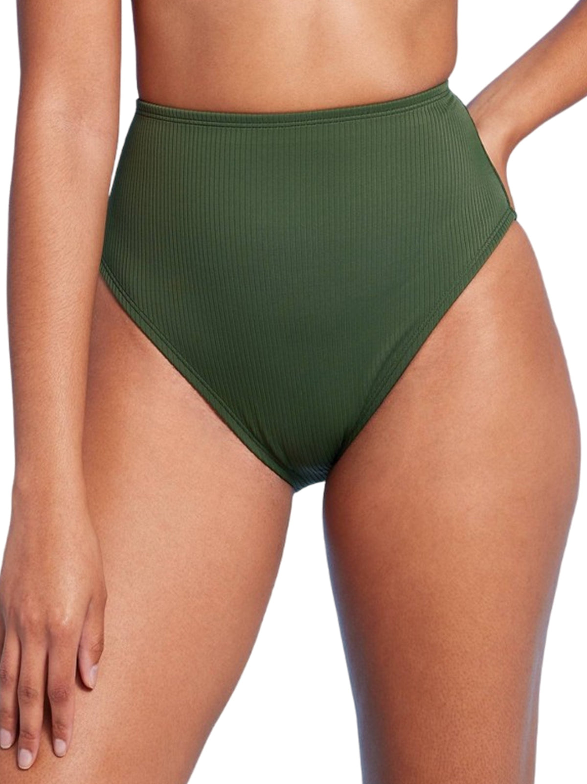 Image for Women's Ribbed Bikini Bottom,Dark Green