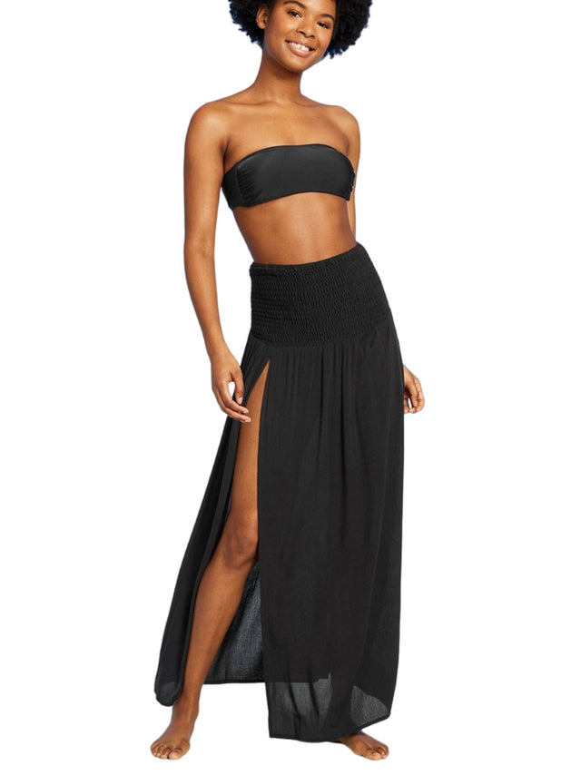 Image for Women's Plain Solid Side Slit Skirt,Black