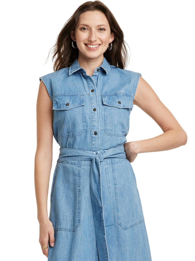 Image for Women's Button Down Denim Shirt,Blue