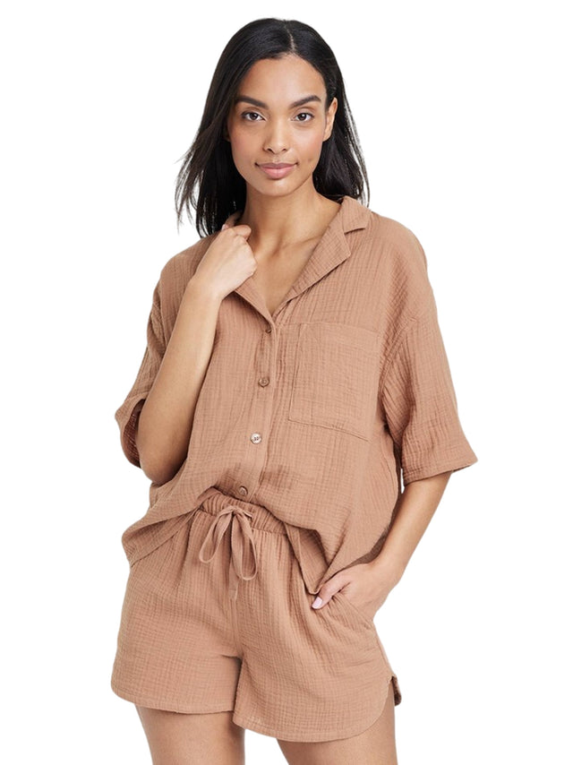 Image for Women's Gauze Sleepwear Top,Brown