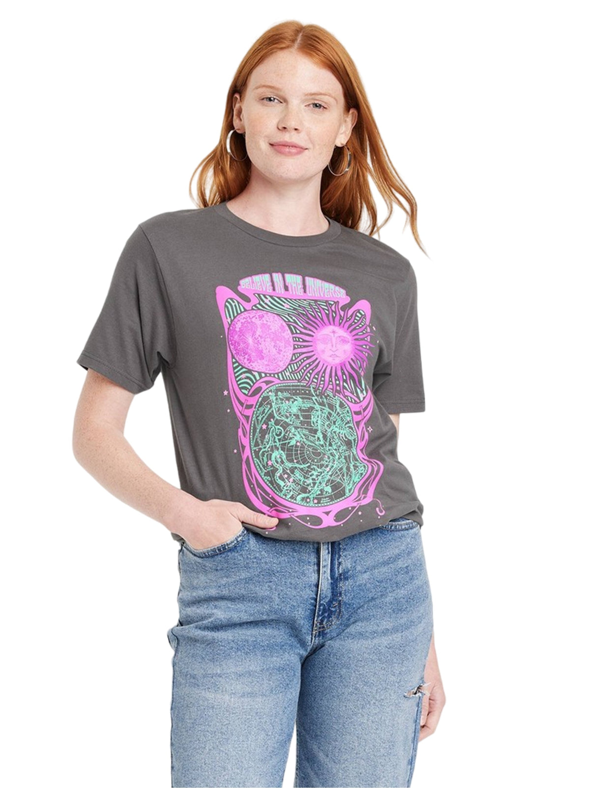 Image for Women's Graphic Printed Top,Grey