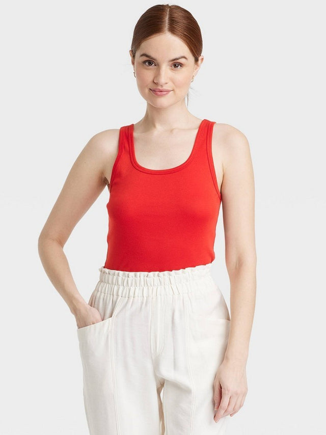 Image for Women's Plain Solid Tank Top,Red