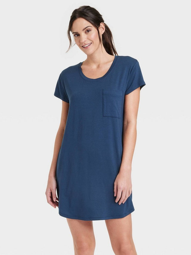Image for Women's Plain Solid NightGown,Navy