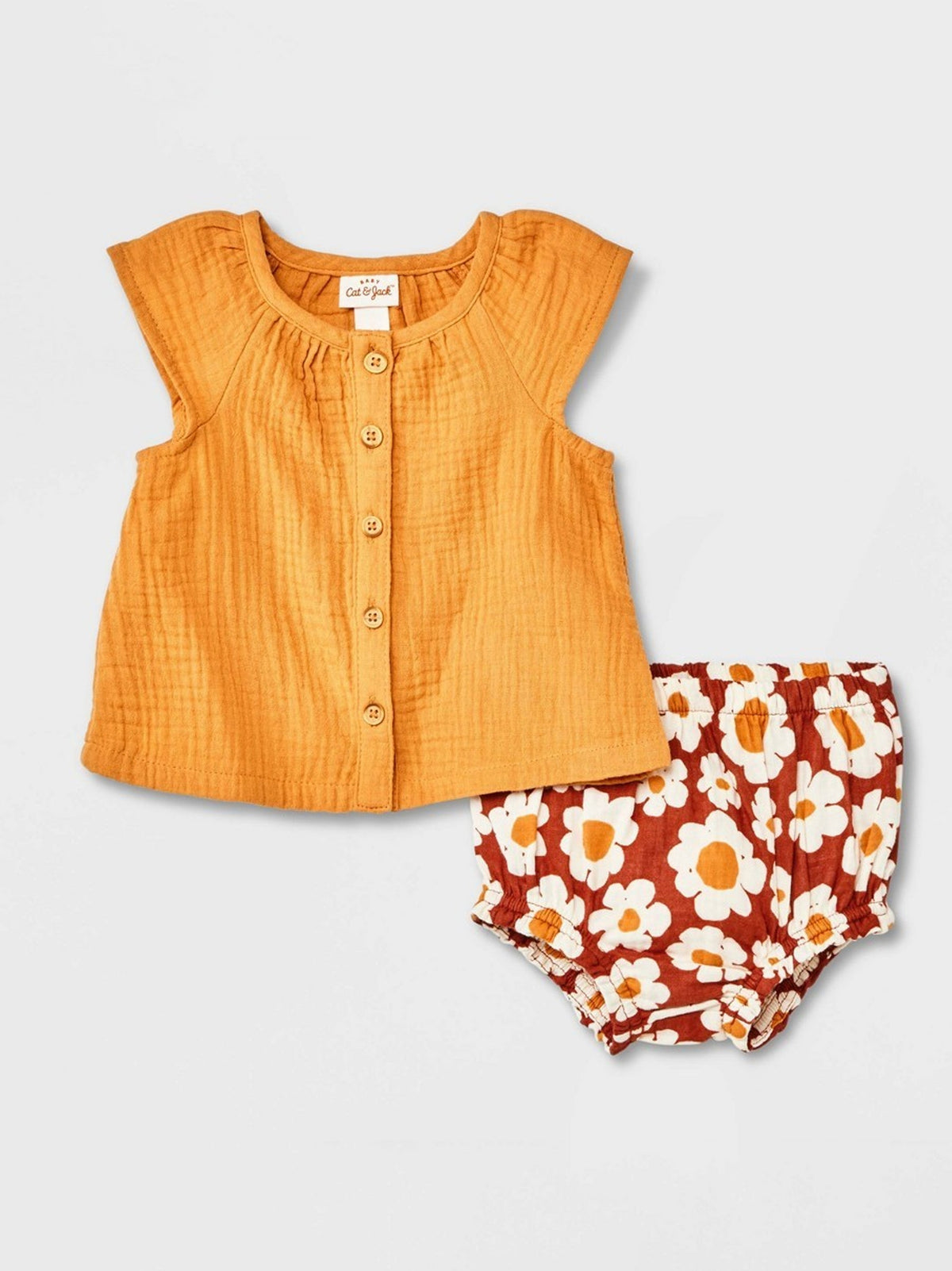 Image for Kids Girl's 2 Pcs Gauze Top & Bottom Set,Orange