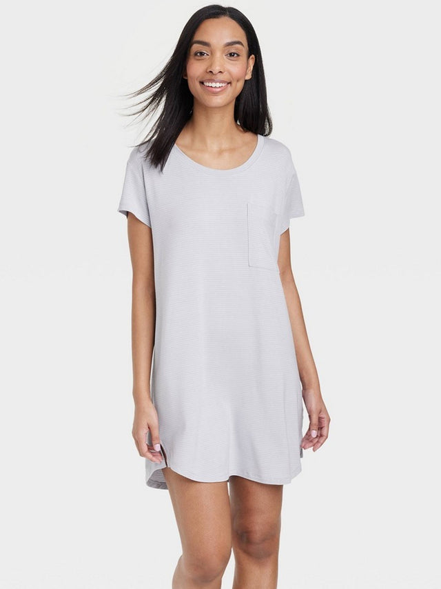 Image for Women's Striped NightGown,Grey