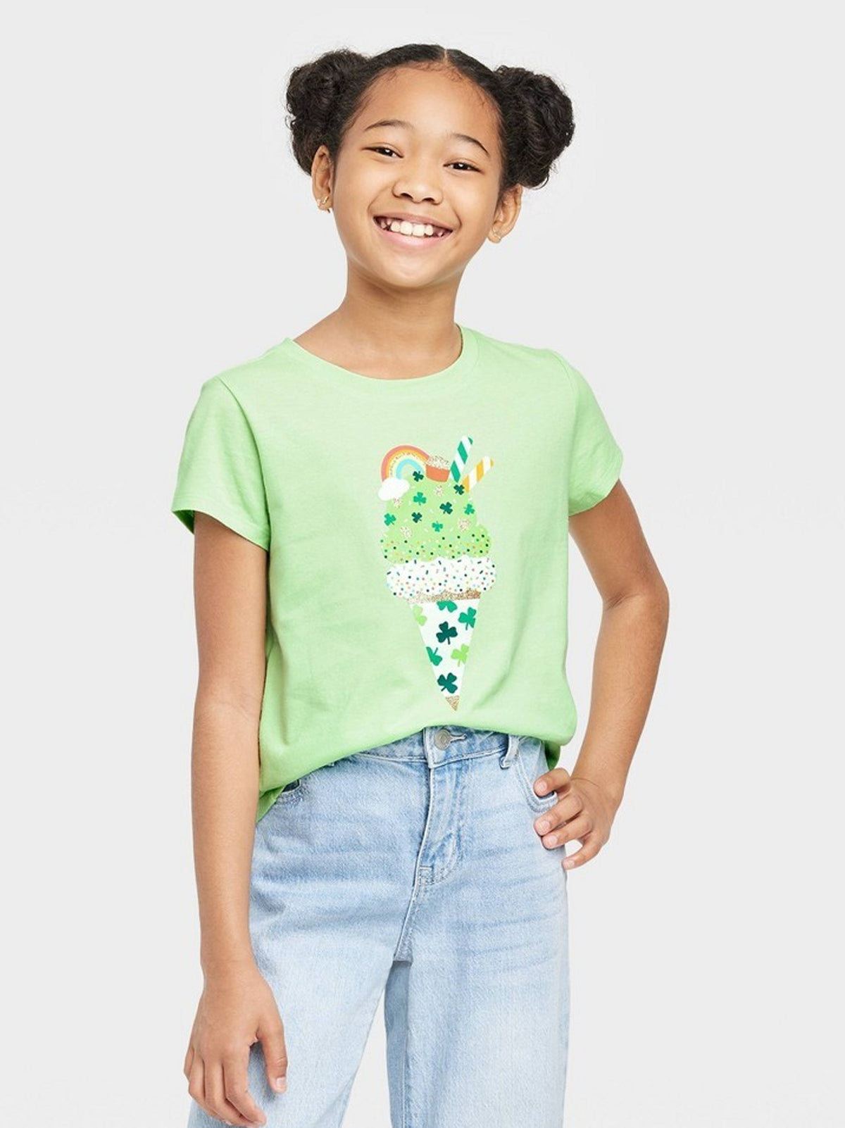 Image for Kids Girl's Graphic Printed T-Shirt,Light Green