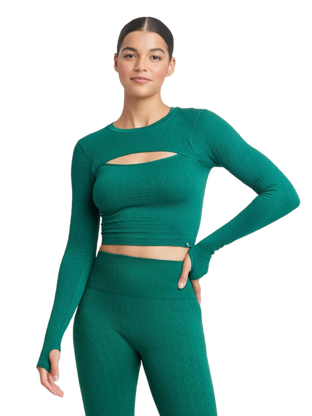 Image for Women's Textured Sport Cut Out Top,Green