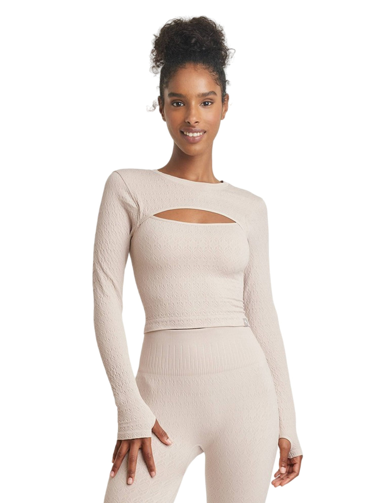 Image for Women's Textured Sport Cut Out Top,Beige