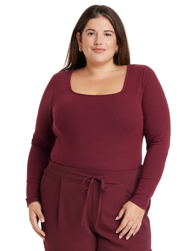 Image for Women's Ribbed Bodysuit,Wine