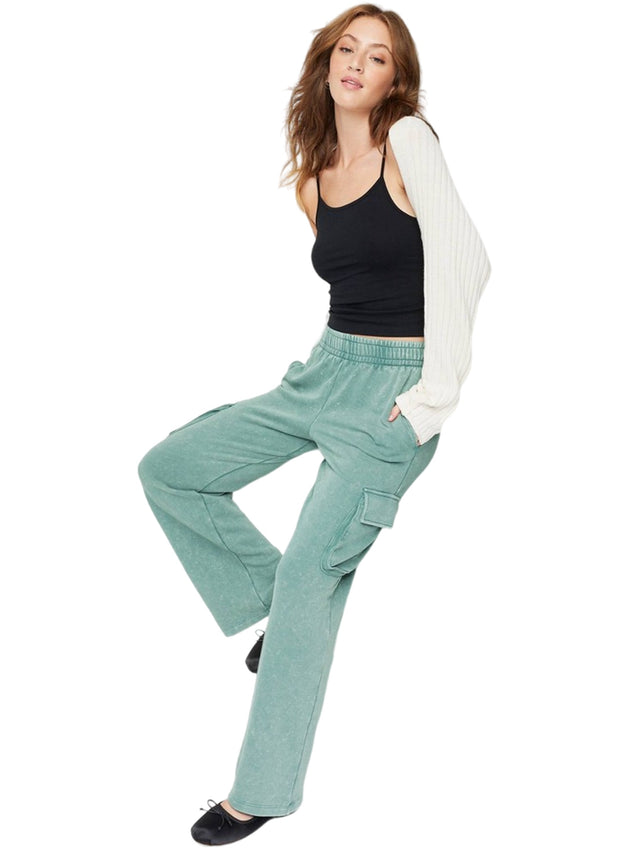 Image for Women's Plain Solid Cargo Pants,Green