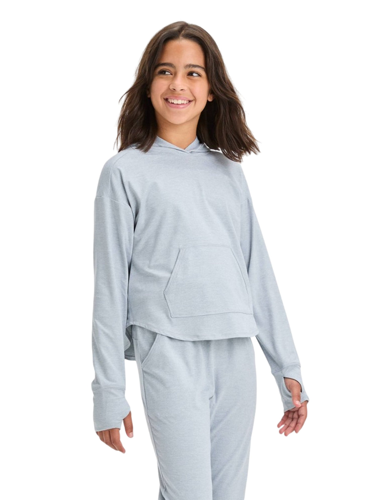 Image for Kids Girl's Plain Solid Hoodie,Grey